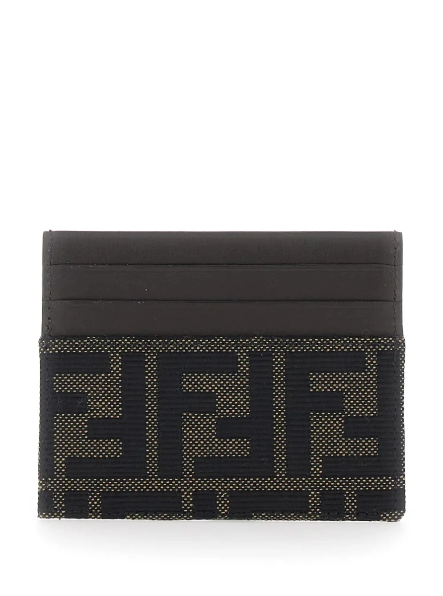 Portofel Fendi maro din piele si material textil - Img 2