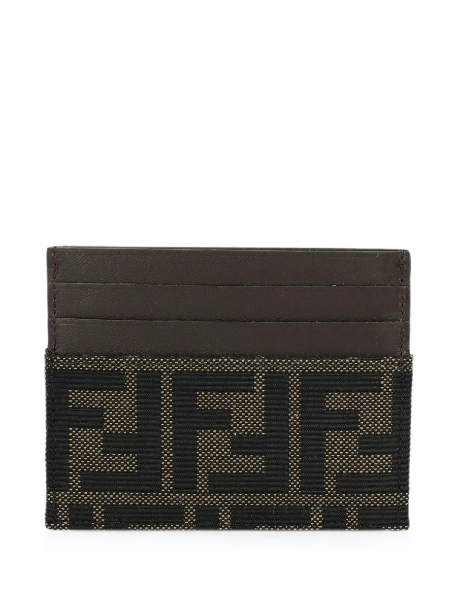Portofel Fendi maro din piele si material textil - Img 3