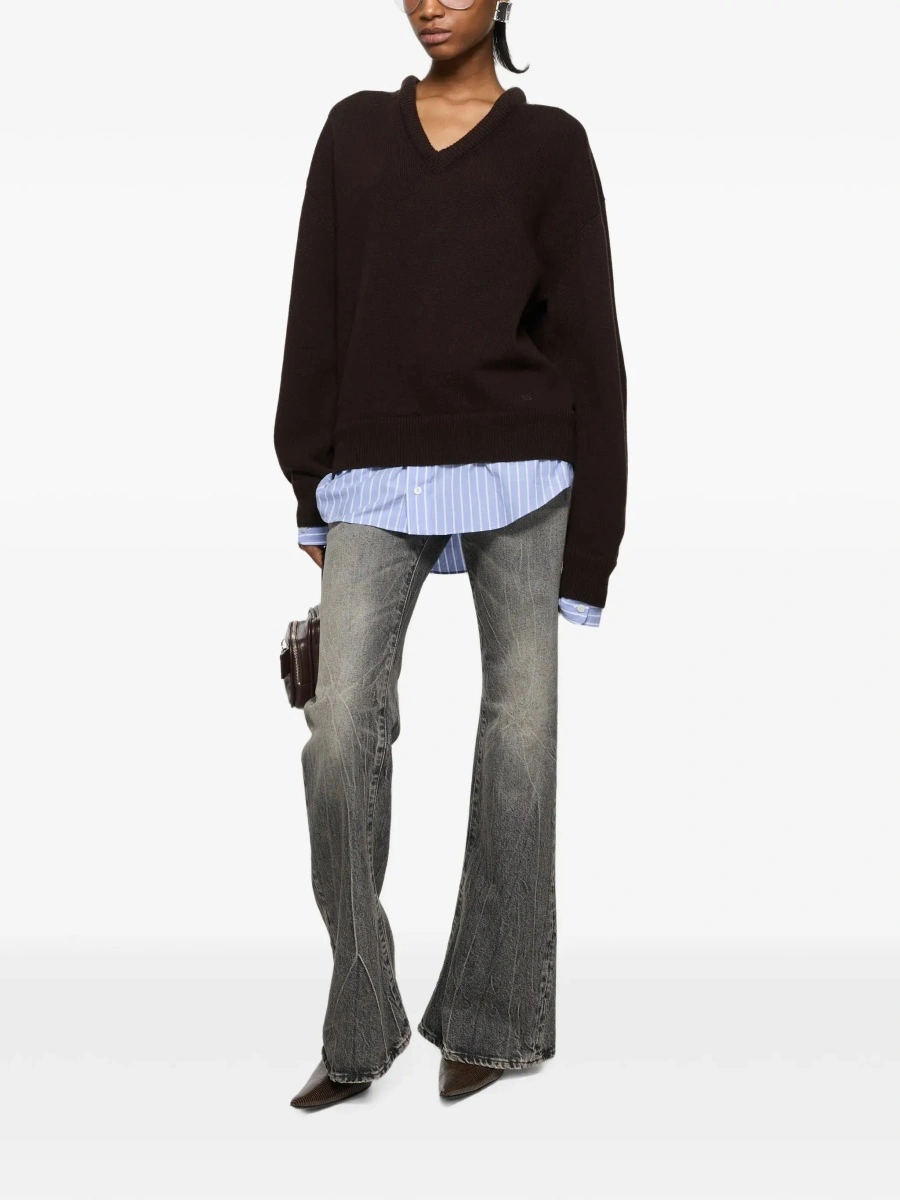 Pulover Acne Studios maro din lana si bumbac - Img 4