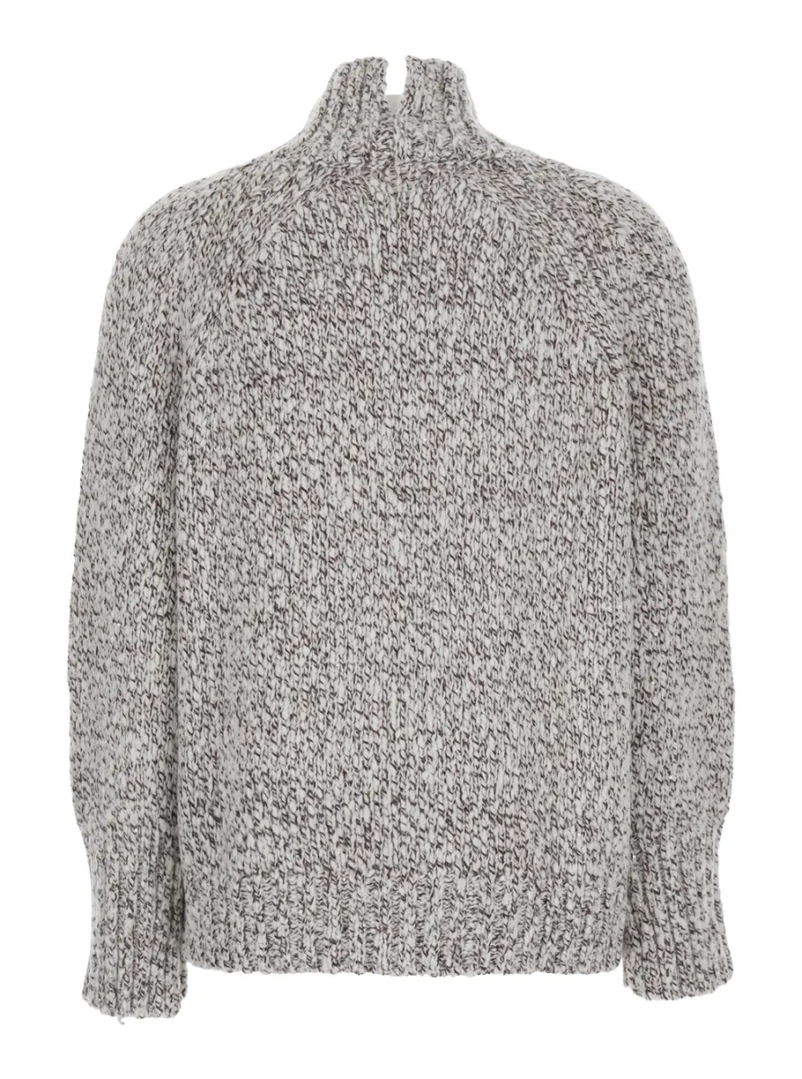Pulover ASPROMONTE Sweater with V-neck and long sleeves in brown acrylic fabric for women - Img 2