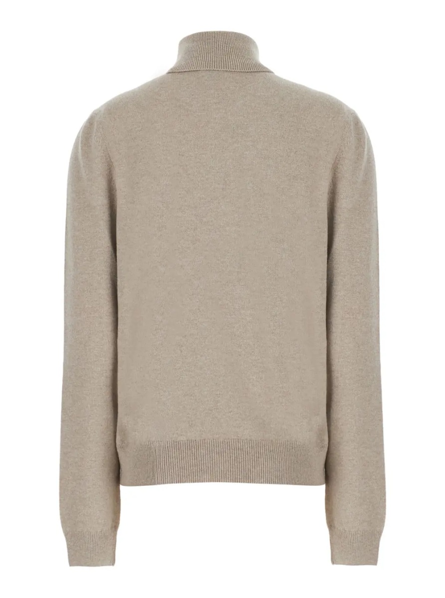 Pulover Beige high-neck sweater with front print in Blend wool for women - Img 2