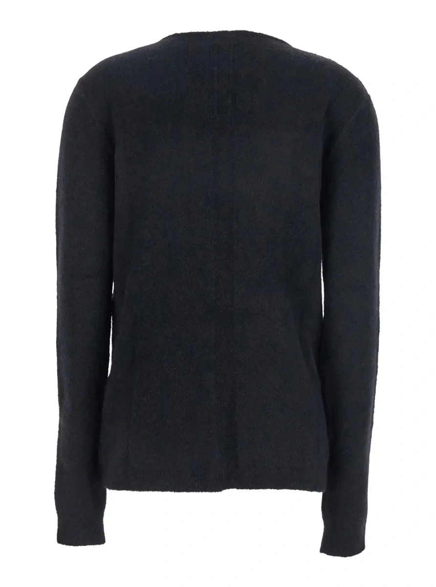 Pulover Black Sweater with Distressed Effect and Cut-Out Details on the Front in Alpaca Blend Woman - Img 2