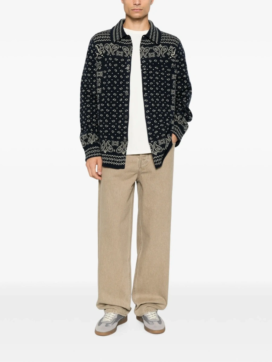 Pulover Blue Classic collar sweater with all-over pattern in wool blend woman - Img 4