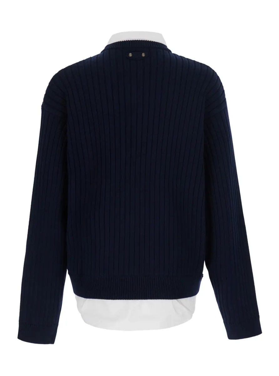 Pulover blue sweater with multi-layer design in cotton Men - Img 2