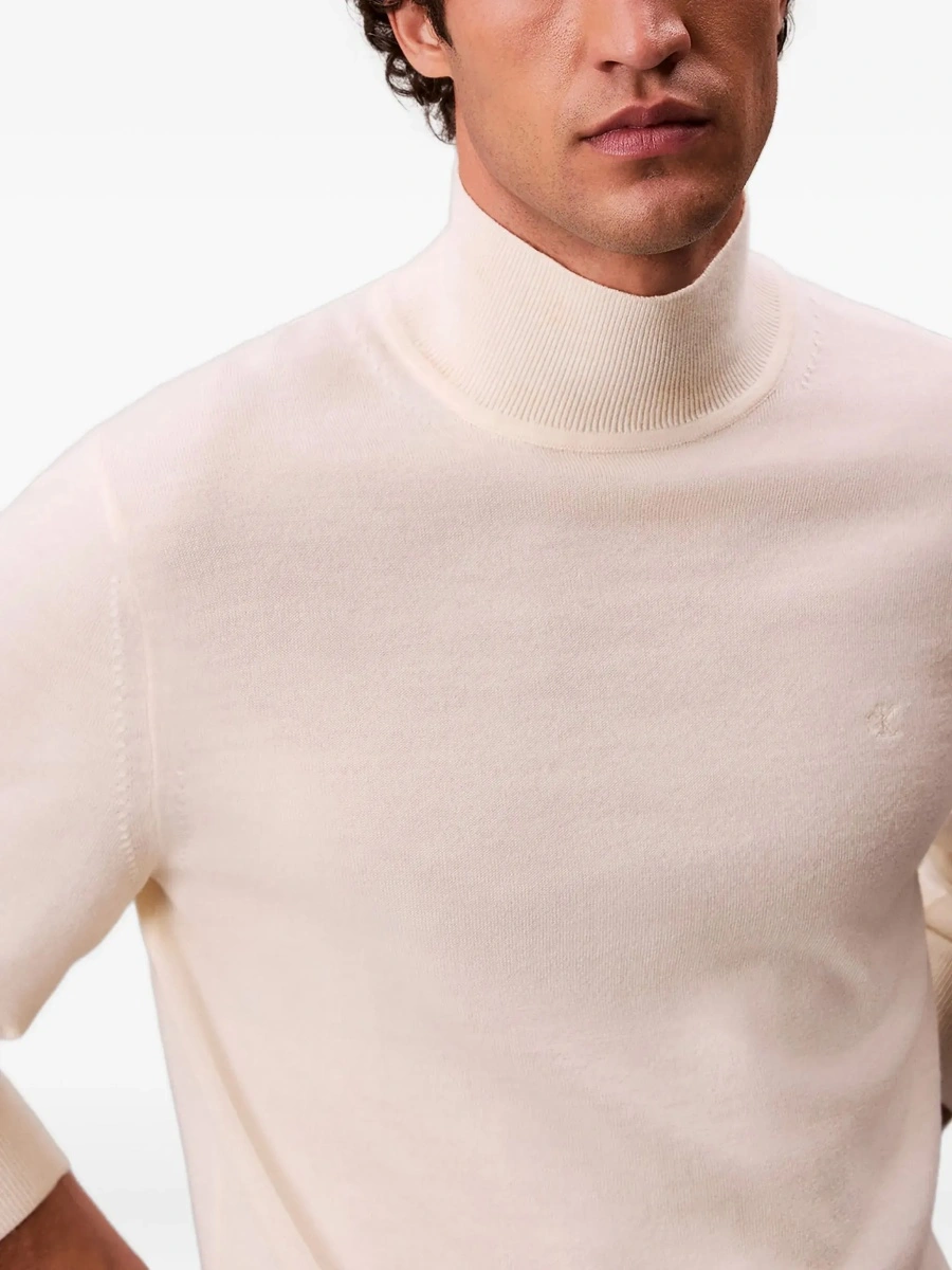 Pulover Calvin Klein alb din lana merino - Img 7