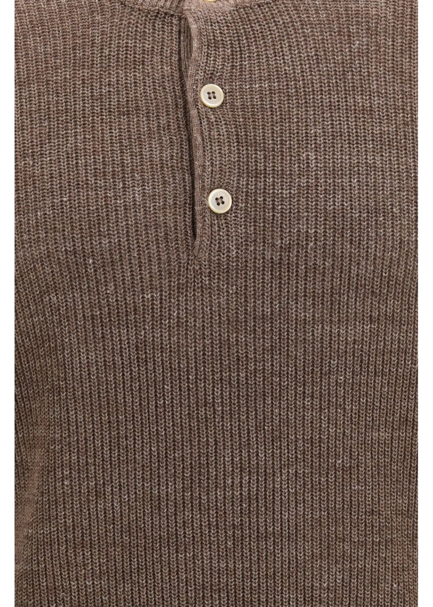 Pulover Cotton and linen henley Sweater - Img 3