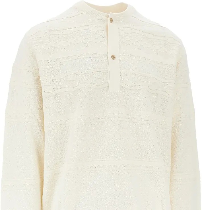 Pulover Cotton-blend Henley collar sweater - Img 2