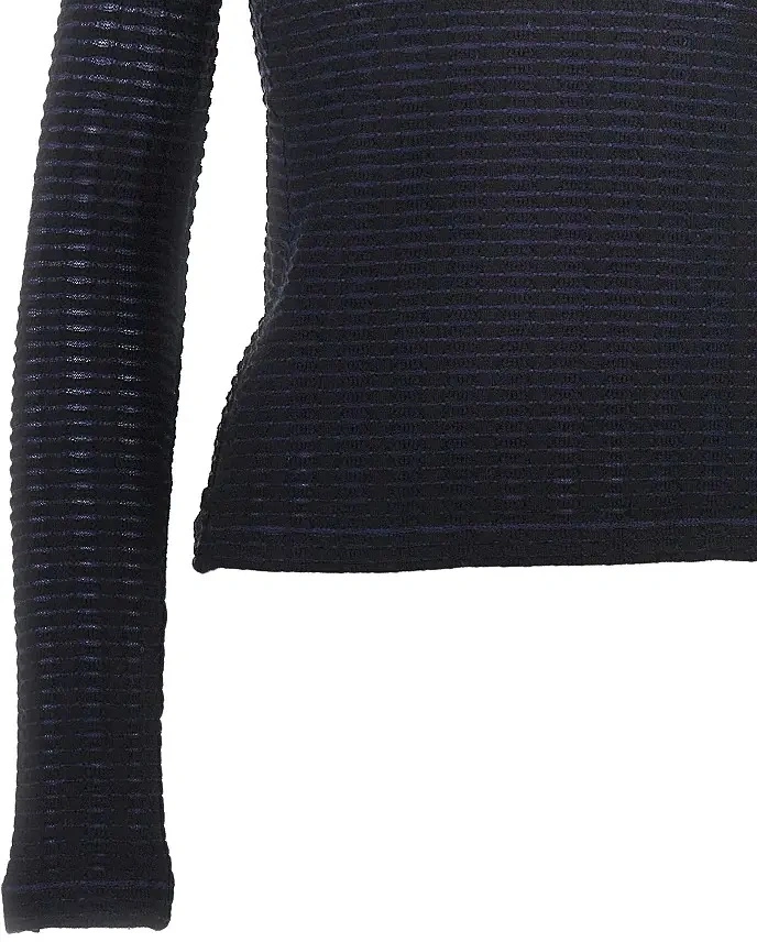 Pulover Emporio Armani negru din jacquard si jerse - Img 2