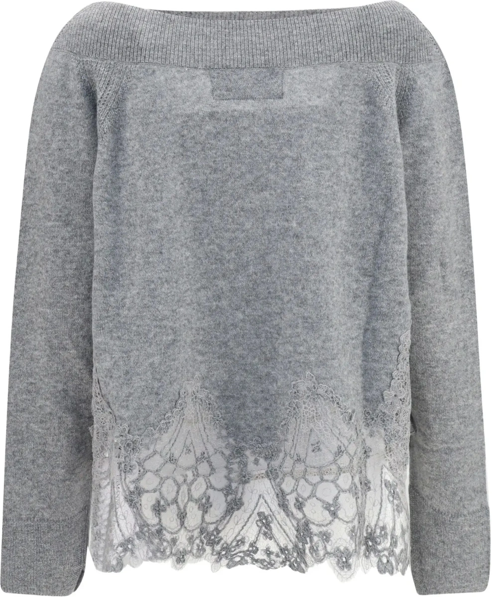 Pulover Ermanno Scervino gri din dantela - Img 4