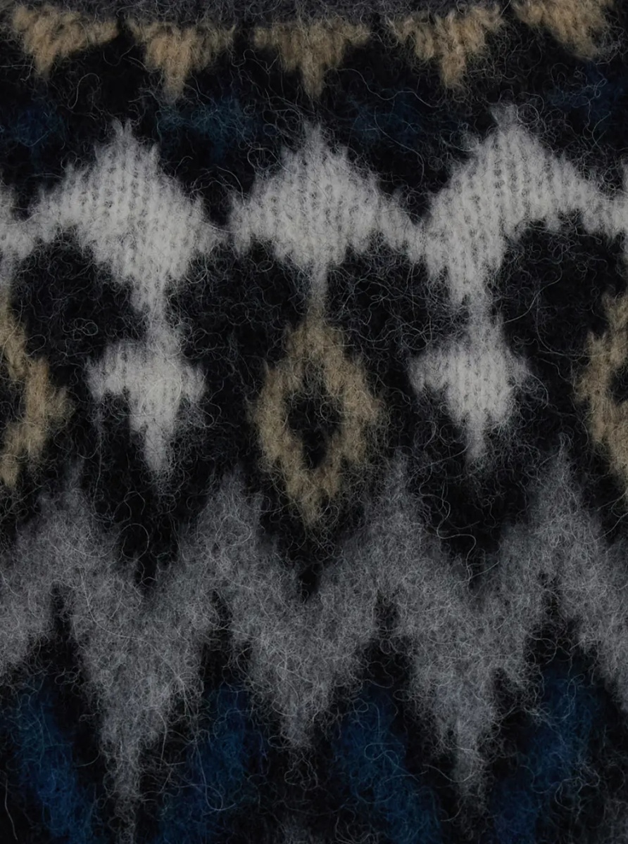 Pulover Gray Crewneck Sweater with Geometric Motif All-Over in Blend Wool for Women - Img 3