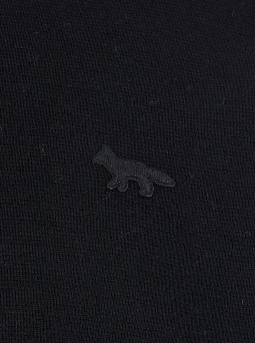 Pulover MAISON KITSUNÉ Black Crew Neck Sweater with Fox Patch on the Front in Wool Man - Img 3