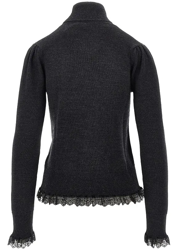 Pulover Merino wool sweater with lace trimming - Img 3