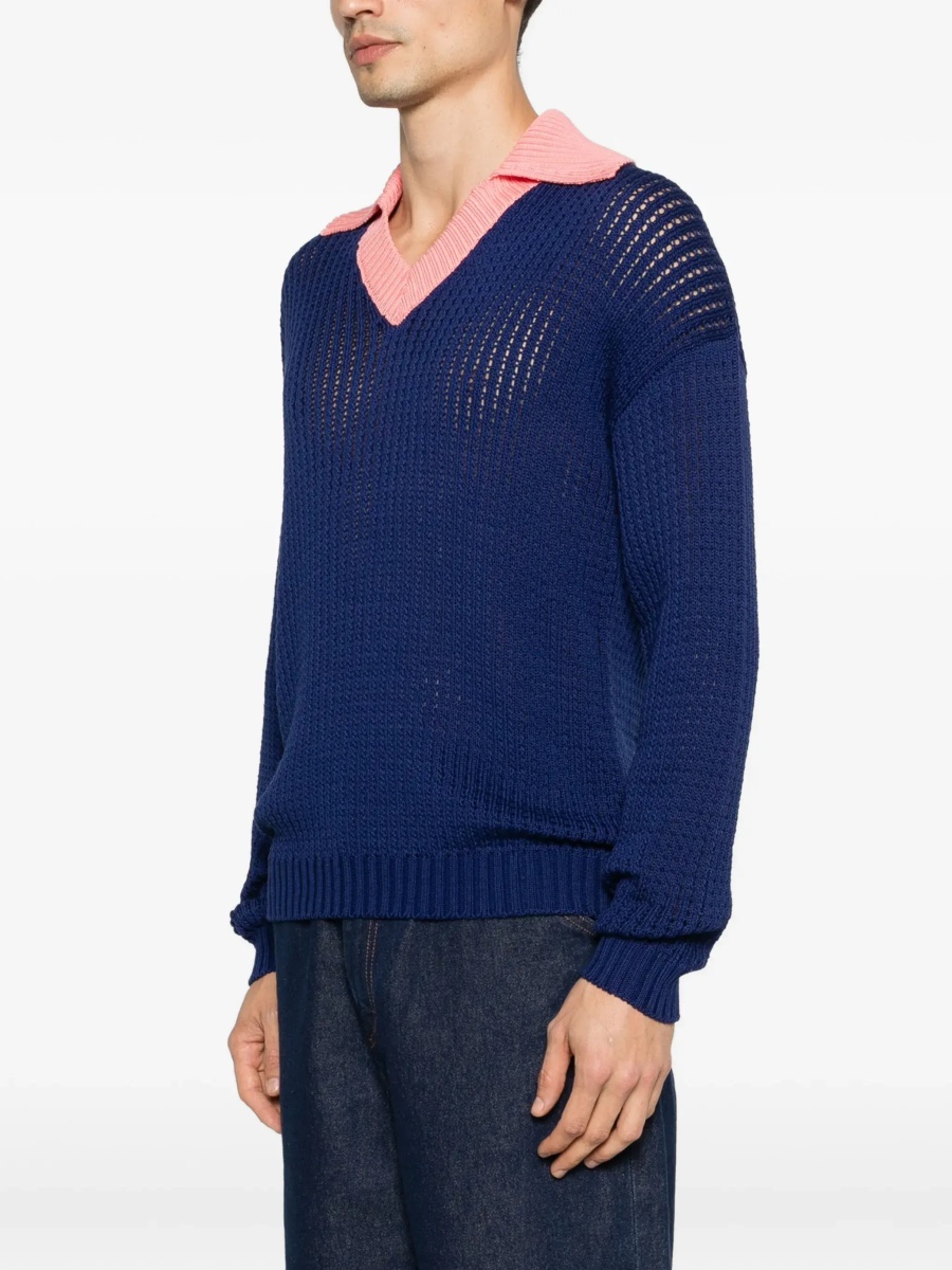 Pulover Ribbed V-neck Sweater with FF motif - Img 5