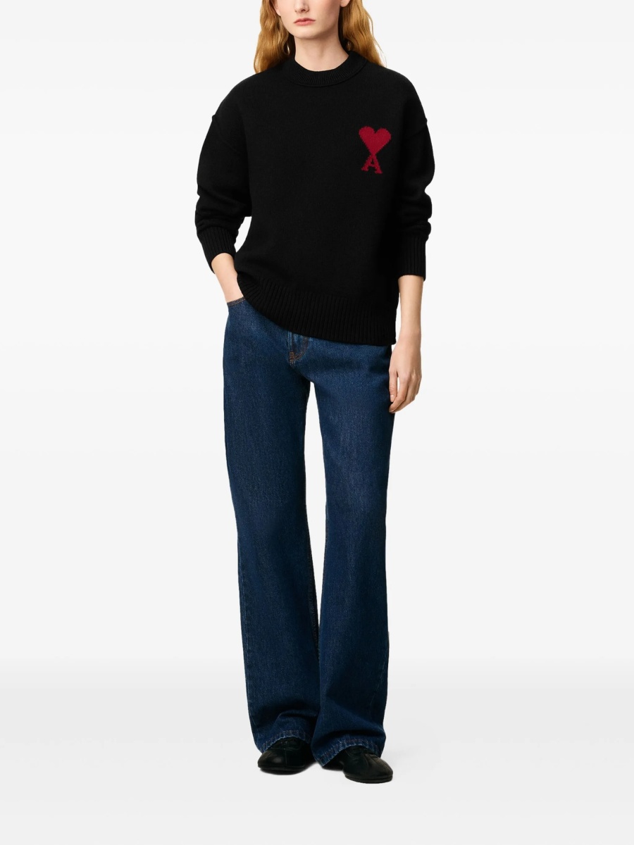 Pulover tricotat AMI Paris negru - Img 2