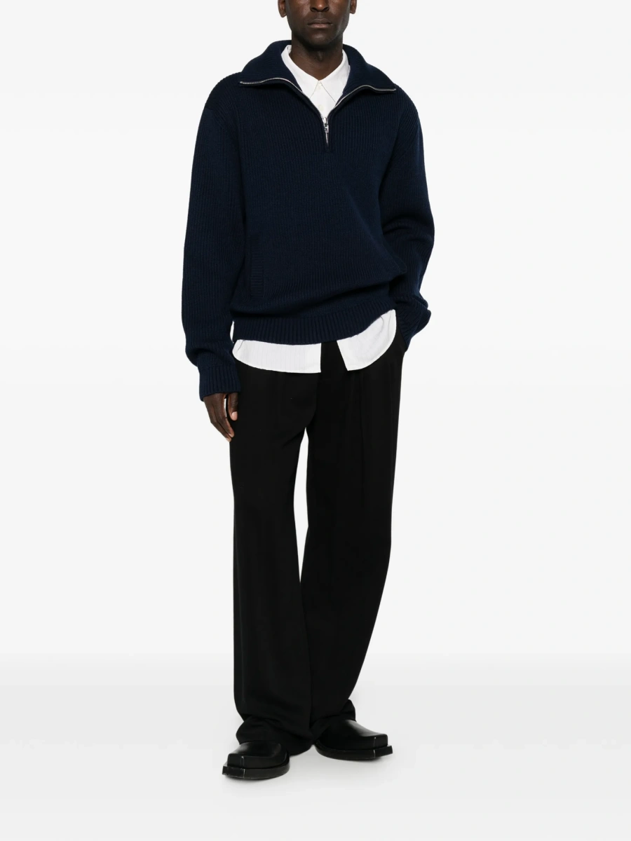 Pulover tricotat Balenciaga albastru din lana - Img 2