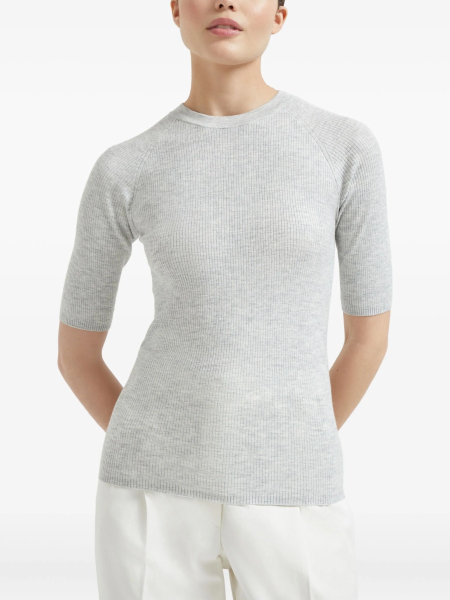 Pulover tricotat Brunello Cucinelli gri - Img 3