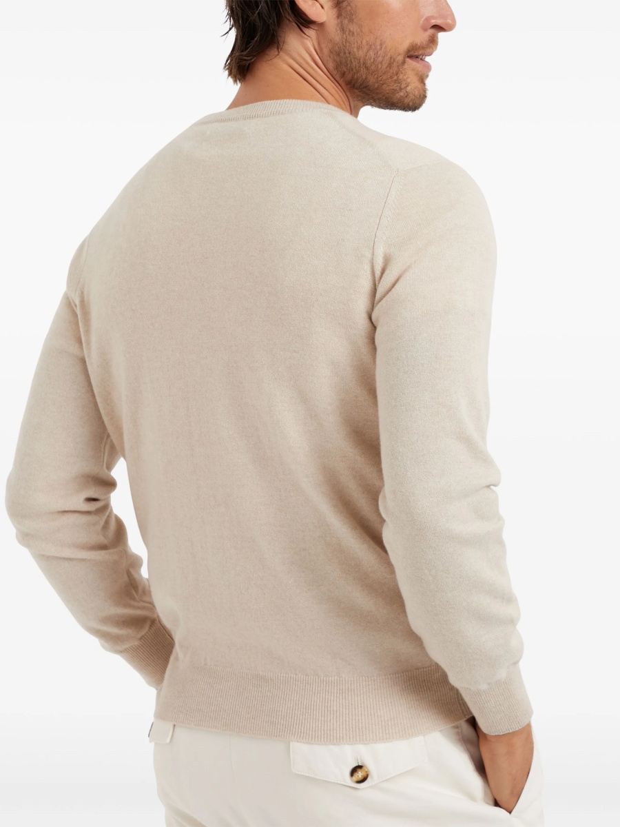 Pulover tricotat Brunello Cucinelli neutru - Img 4