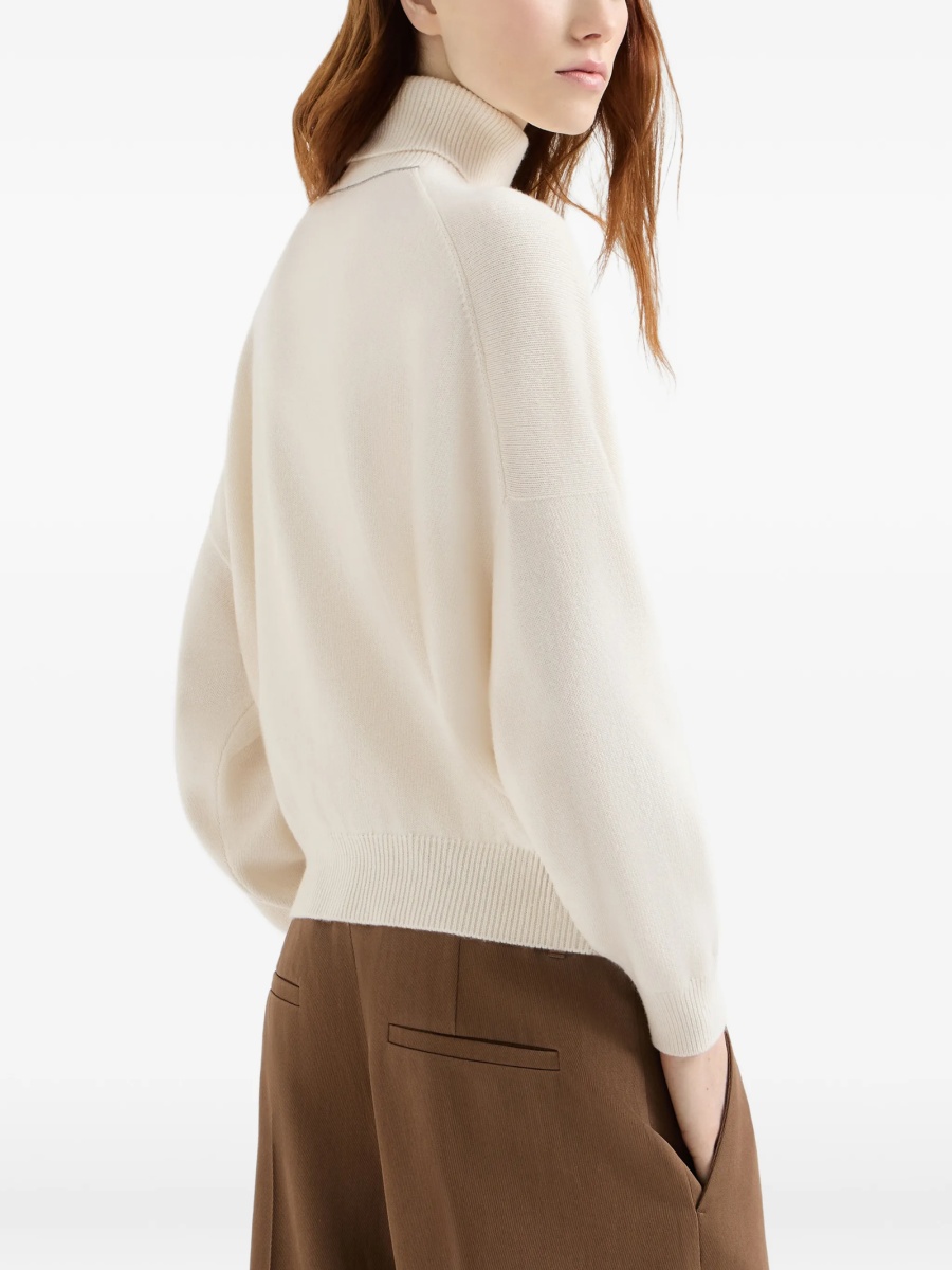 Pulover tricotat Brunello Cucinelli neutru - Img 4