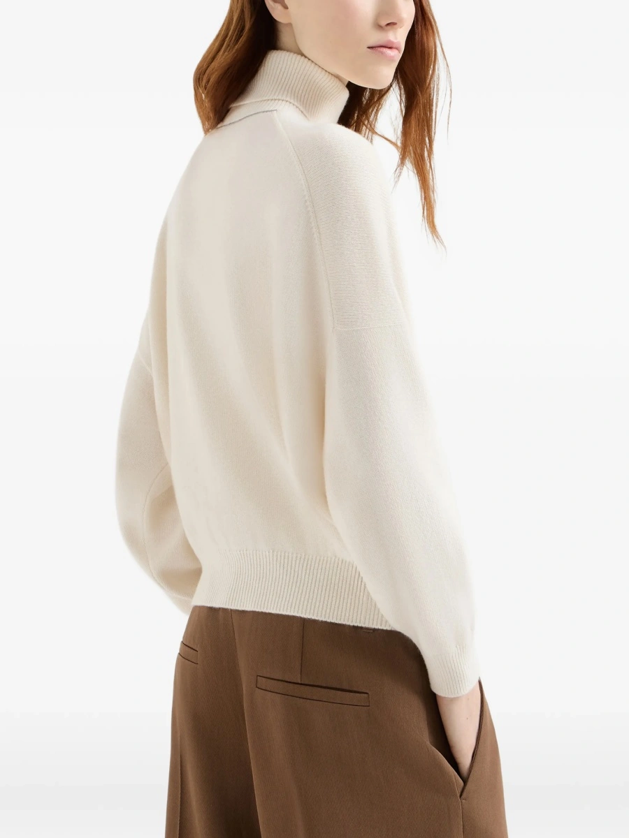 Pulover tricotat Brunello Cucinelli neutru - Img 4