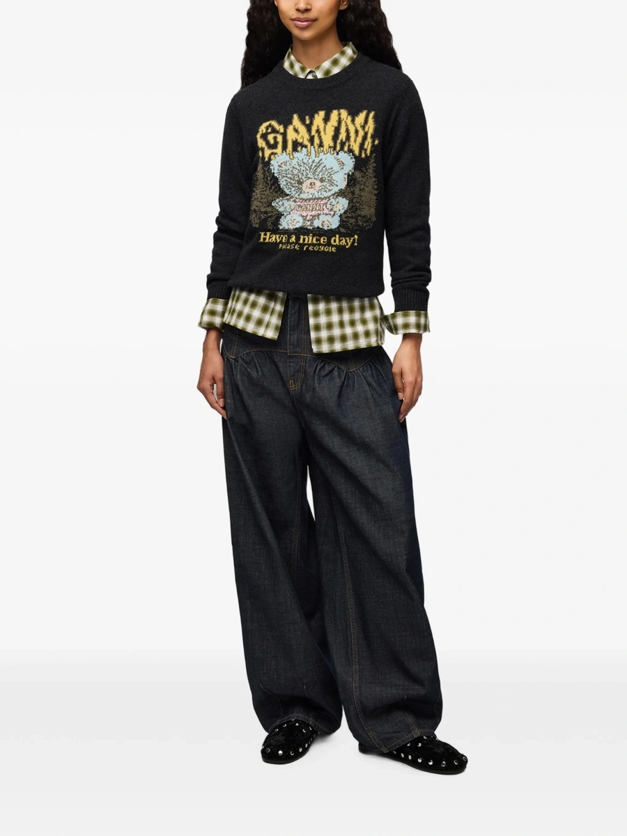 Pulover tricotat Ganni negru - Img 2