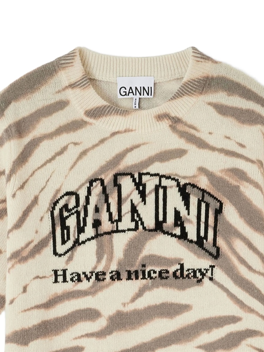 Pulover tricotat Ganni neutru - Img 2