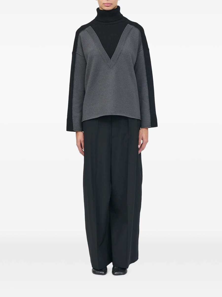 Pulover tricotat MM6 Maison Margiela negru - Img 2