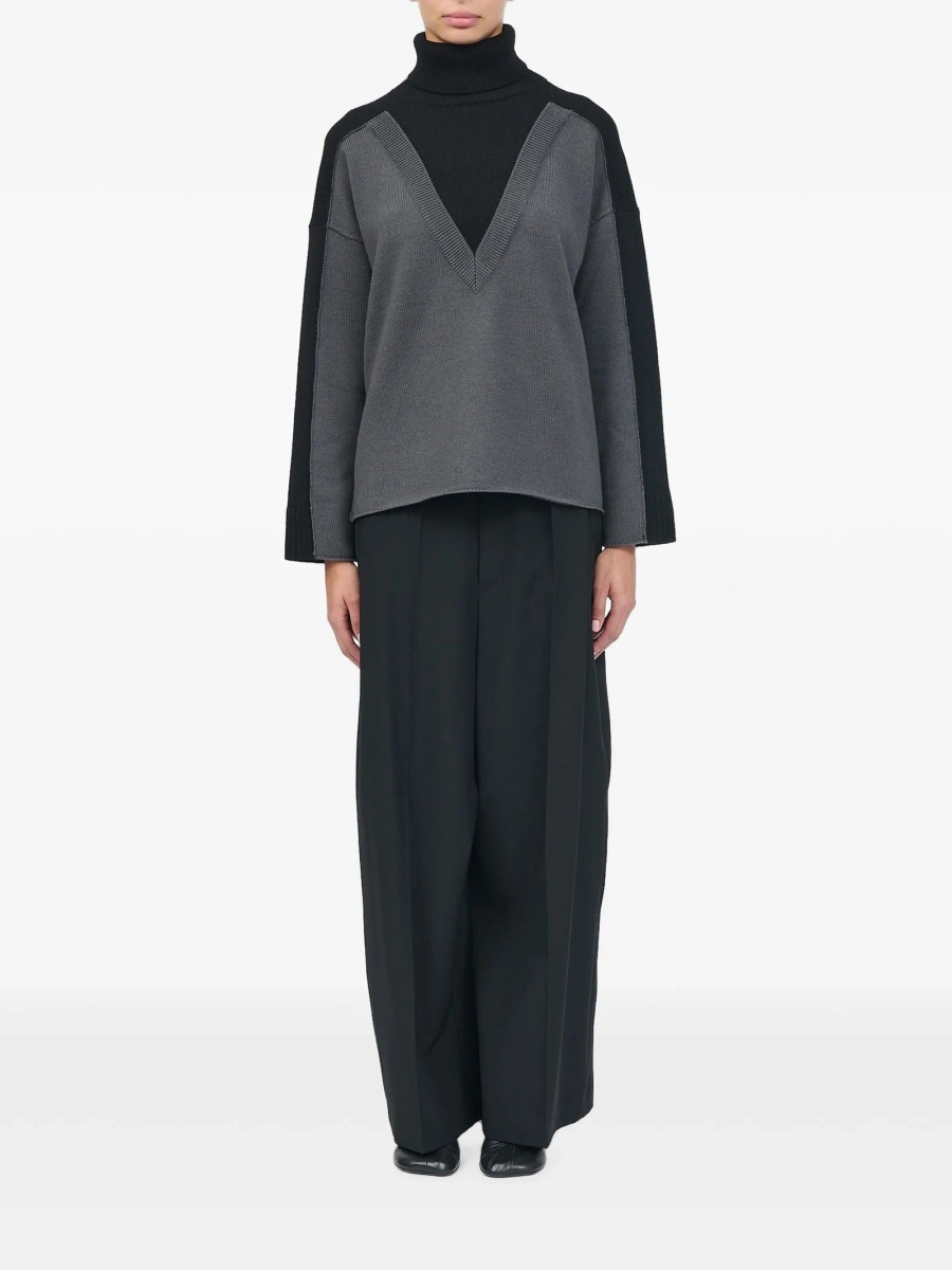 Pulover tricotat MM6 Maison Margiela negru - Img 2