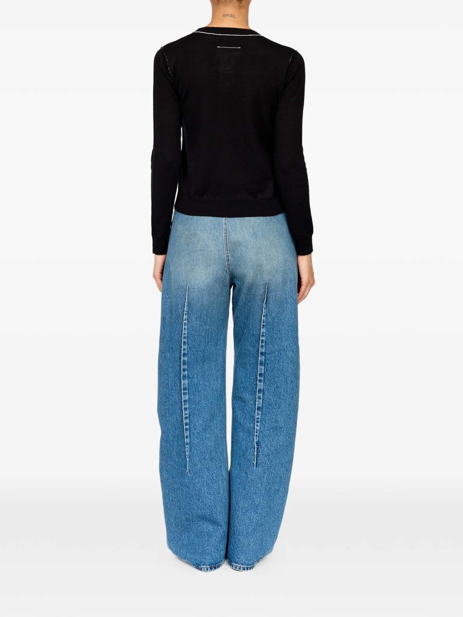 Pulover tricotat MM6 Maison Margiela negru - Img 5