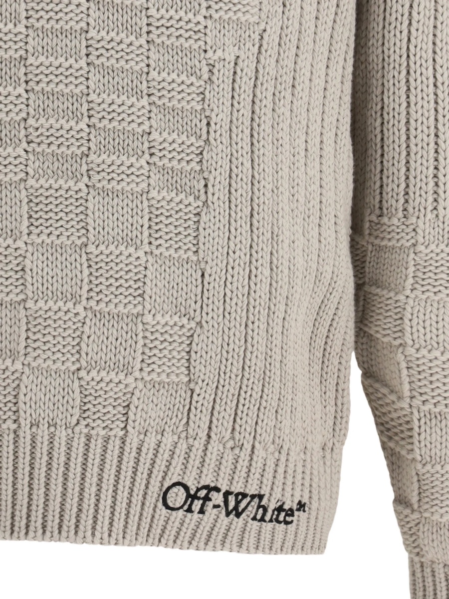 Pulover tricotat Off-White gri - Img 3