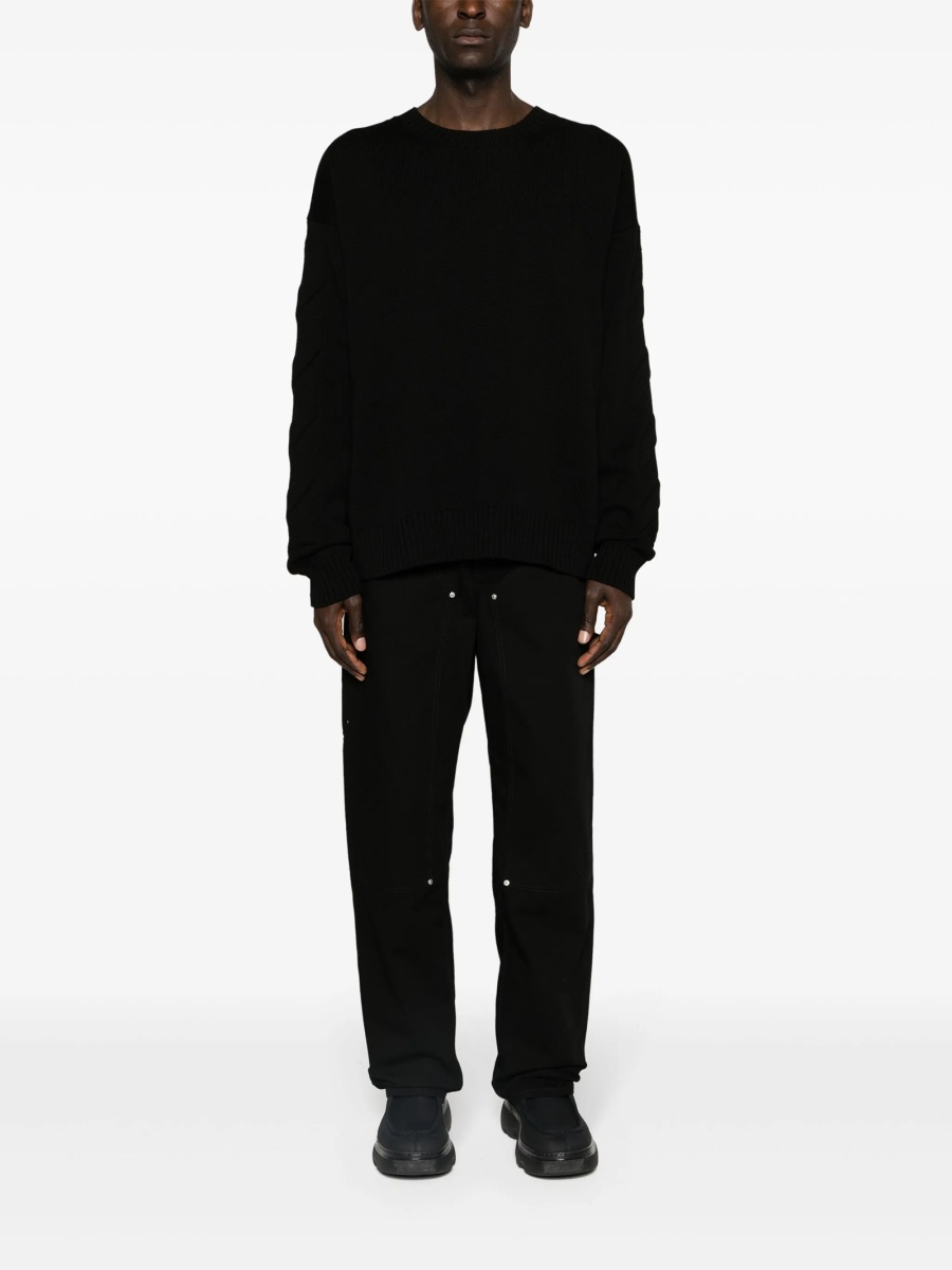 Pulover tricotat Off-White negru din bumbac si elastan - Img 2