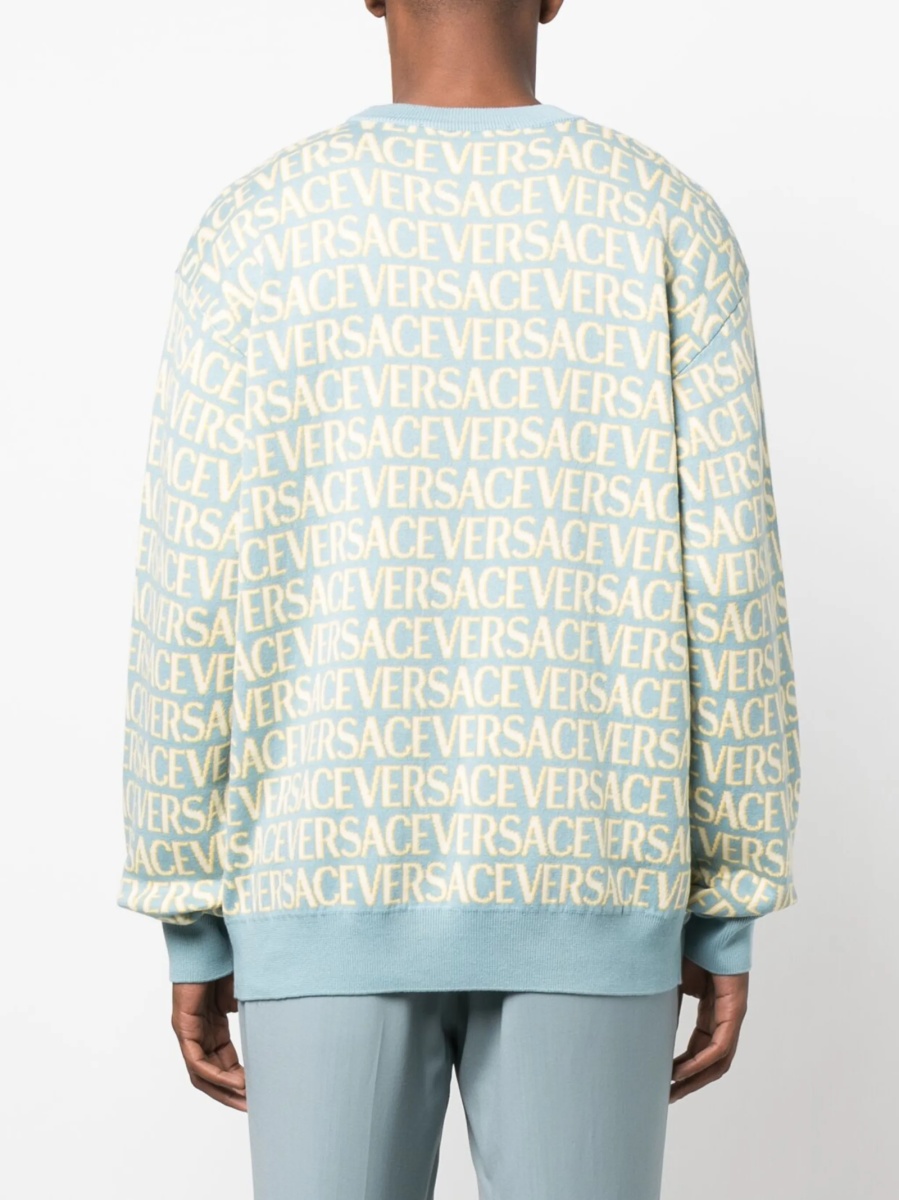 Pulover tricotat Versace albastru - Img 4