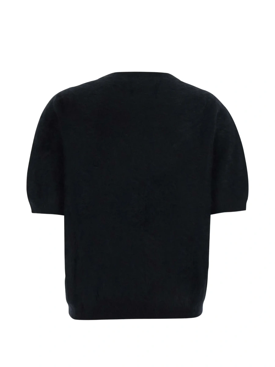 Pulover Turtleneck BRUSHED SHORT SLEEVES with short sleeves and round neck in black cashmere for women - Img 4