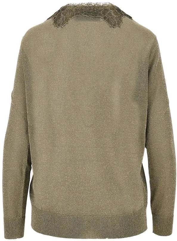 Pulover Valentino Garavani galben din lurex - Img 3
