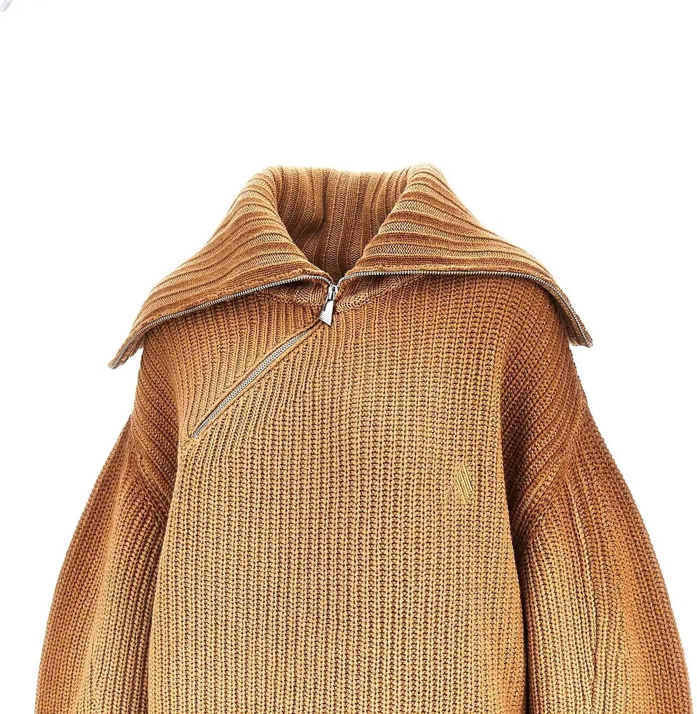 Pulover Wool and cashmere sweater with slanted zip - Img 2
