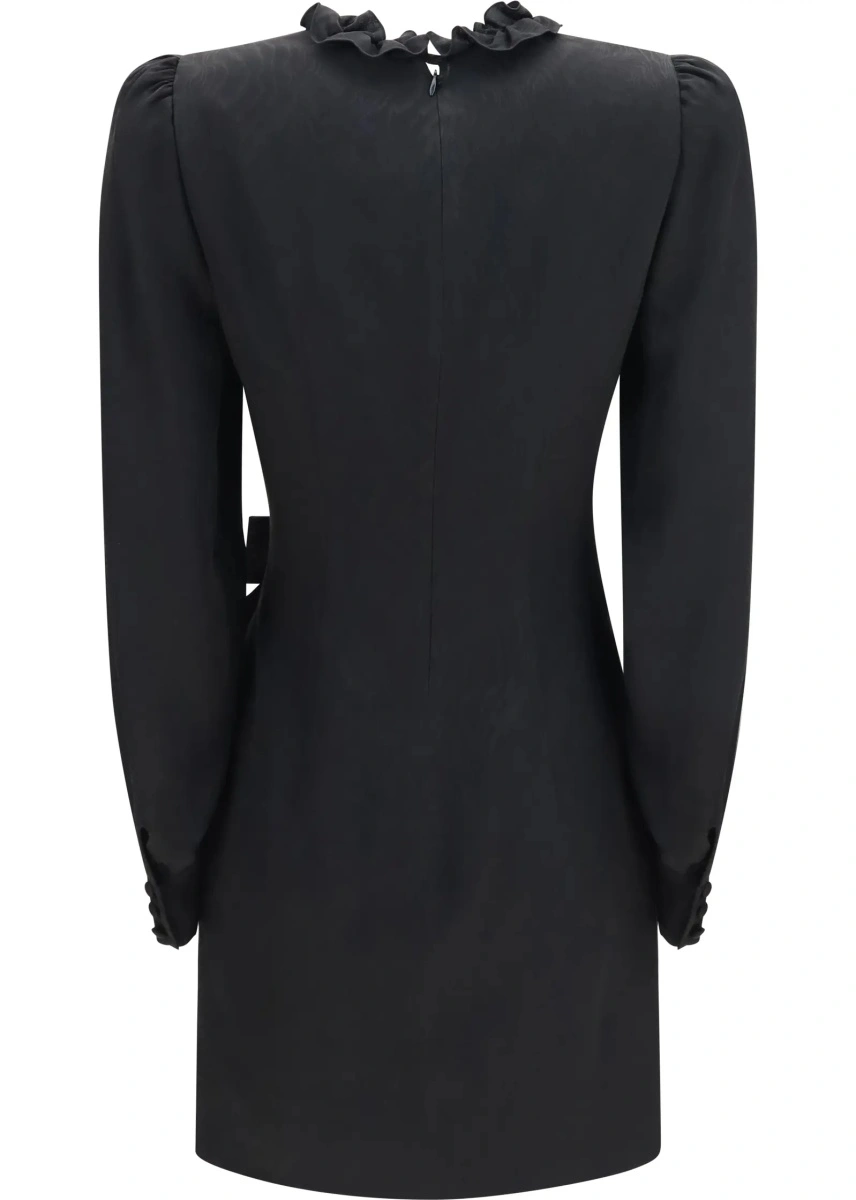 Rochie Alessandra Rich neagra din matase si jacquard - Img 2
