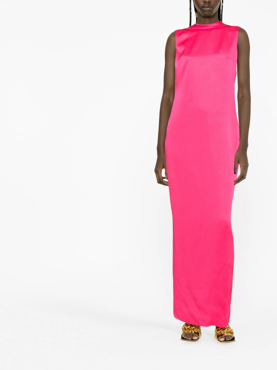Rochie de seara Versace roz din acetat si vascoza - Img 3