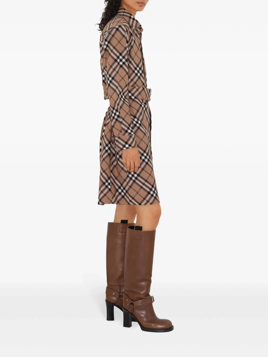 Rochie de zi Burberry maro din alama si lana - Img 3