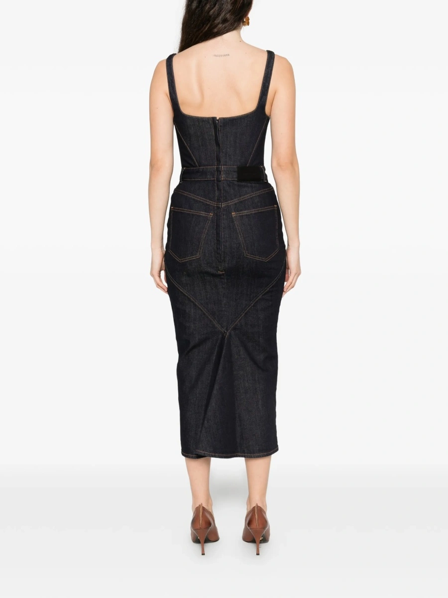 Rochie de zi Givenchy albastra din bumbac si spandex/elastan - Img 4