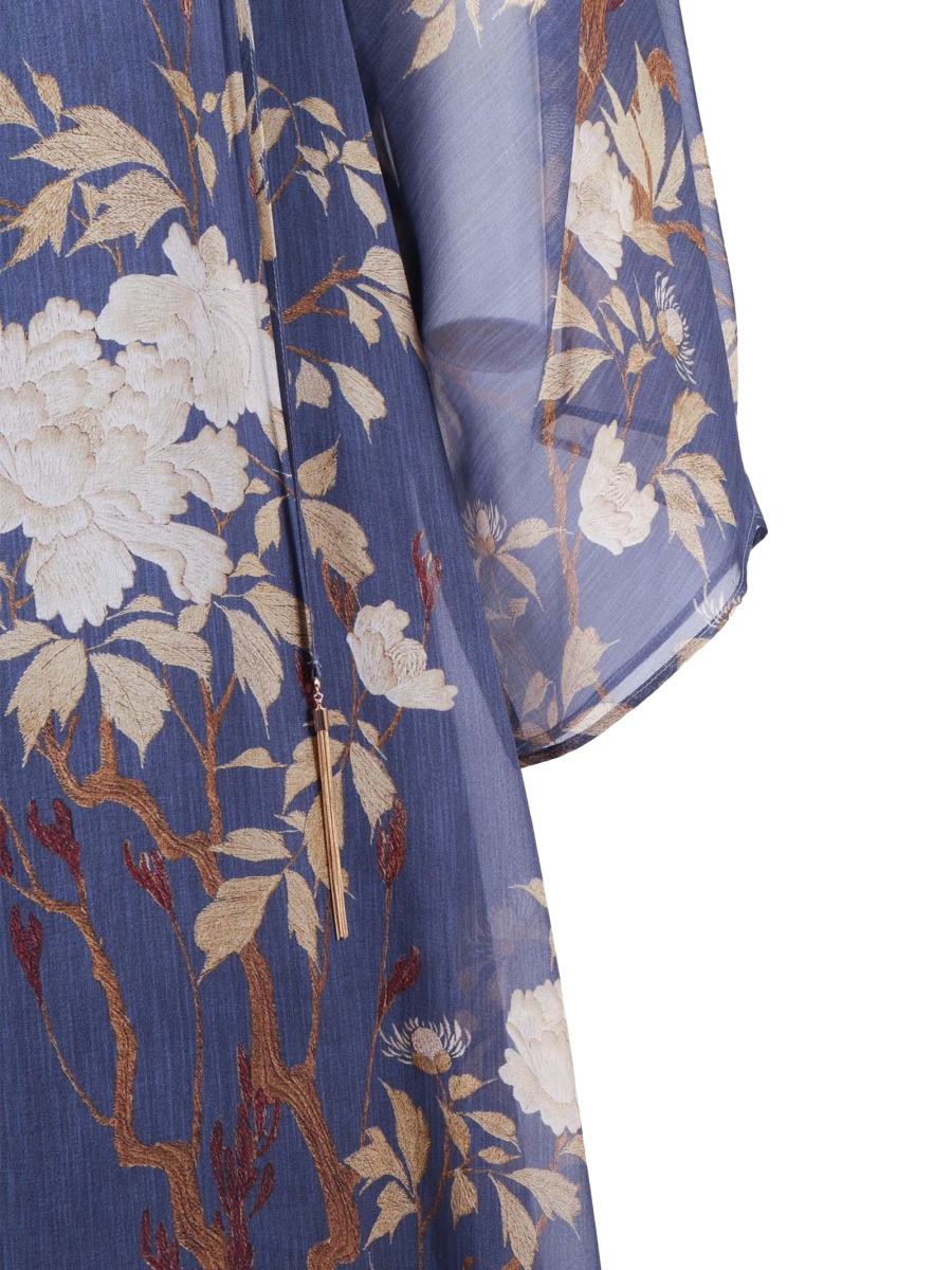 Rochie de zi MaxMara Studio albastra din matase - Img 3