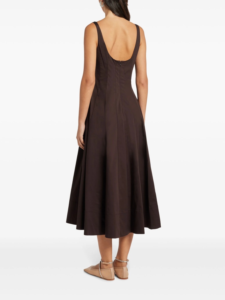 Rochie de zi STAUD maro din spandex/elastan si bumbac - Img 4