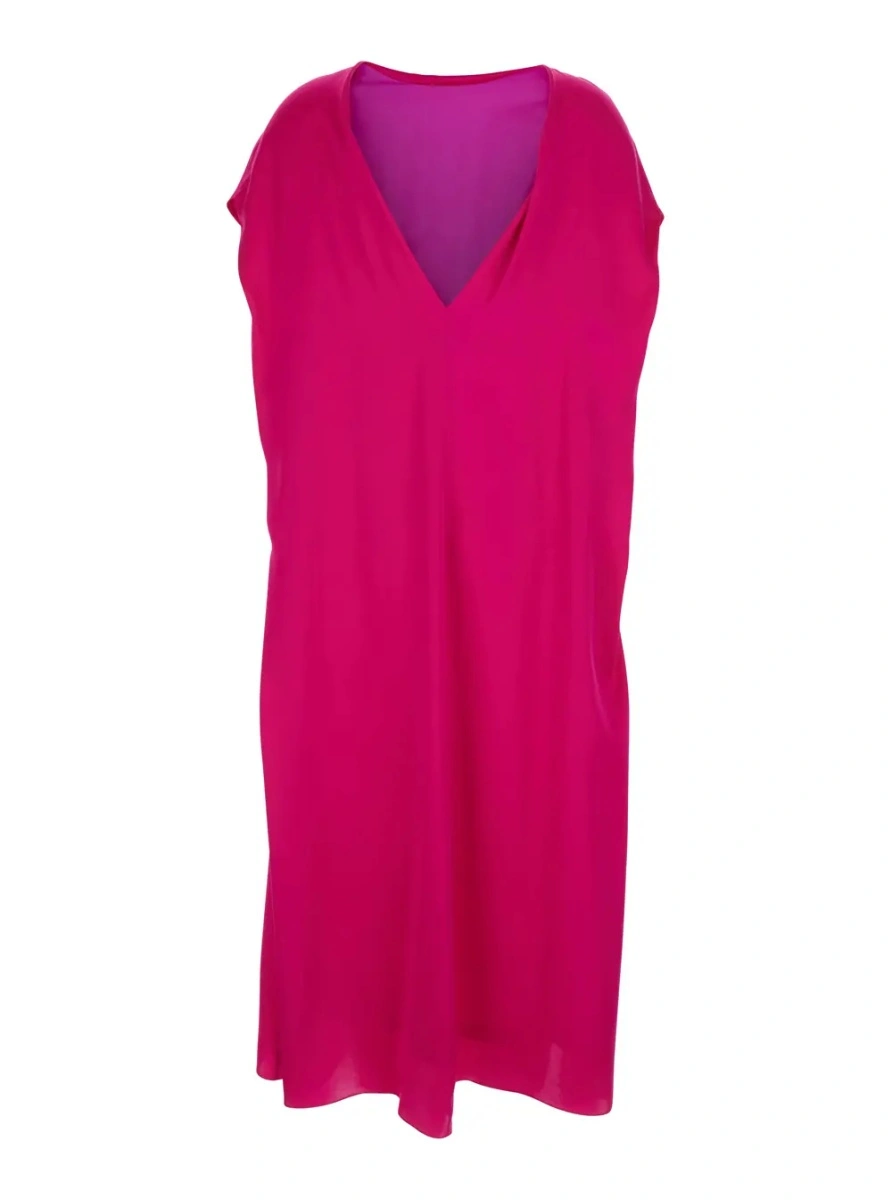 Rochie Dries Van Noten roz din matase - Img 2