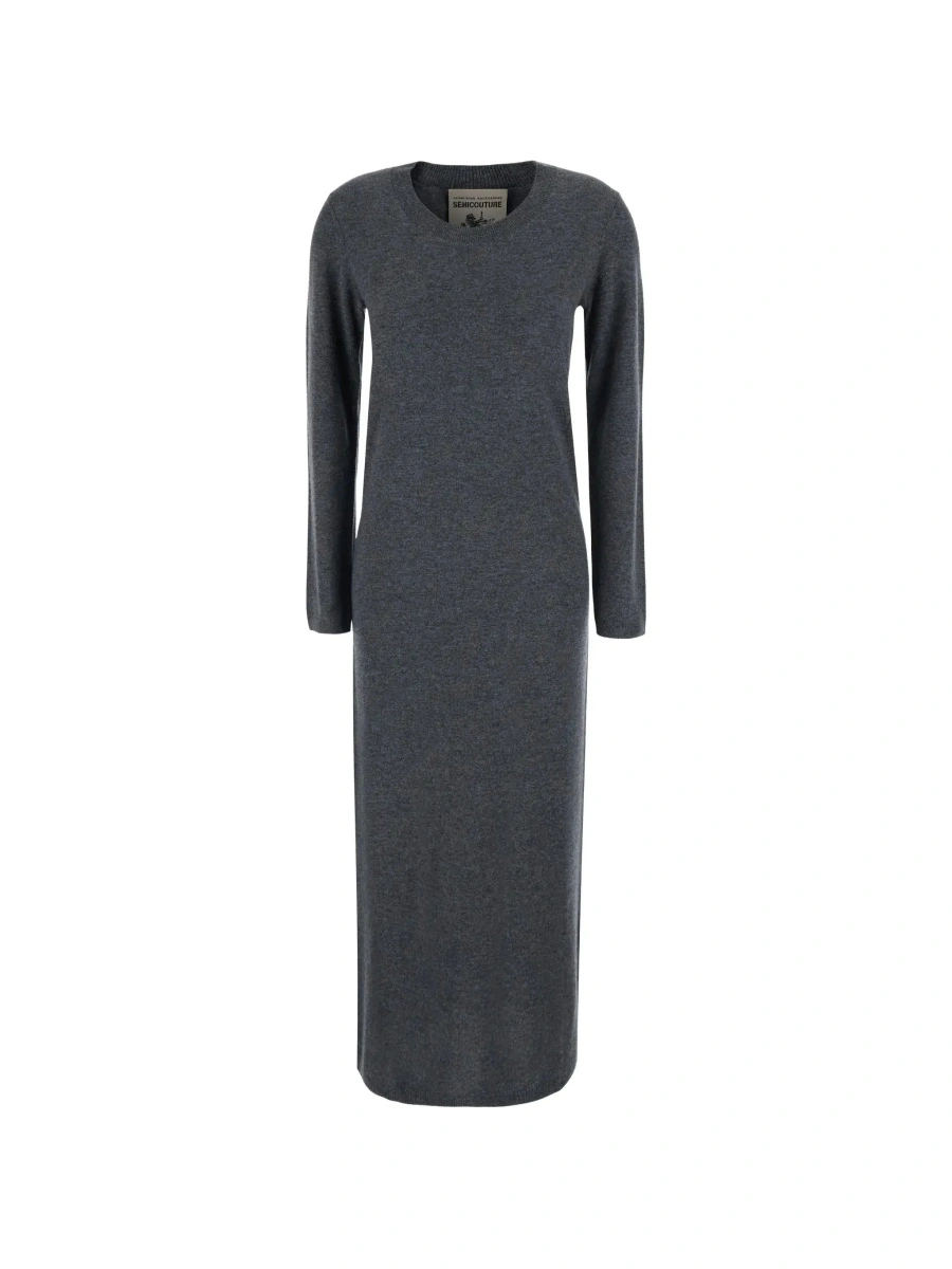 Rochie lunga Semicouture gri din lana si casmir - Img 6