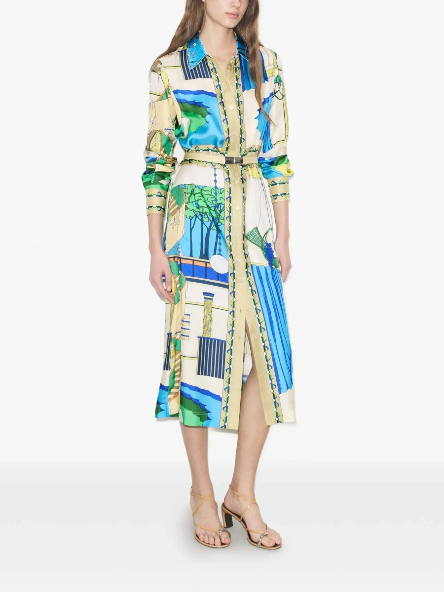 Rochie lunga Tory Burch multicolor din matase - Img 3