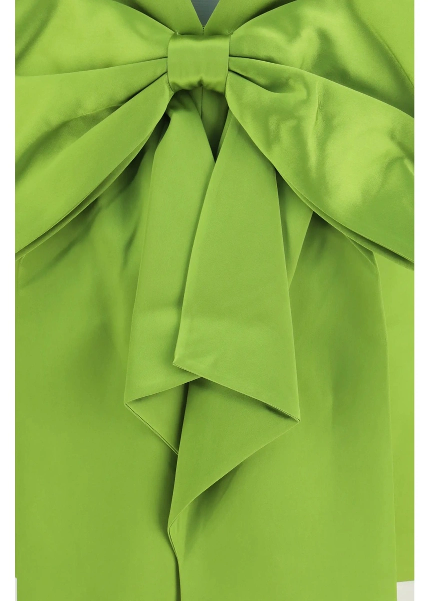 Rochie Self-Portrait verde din satin - Img 3