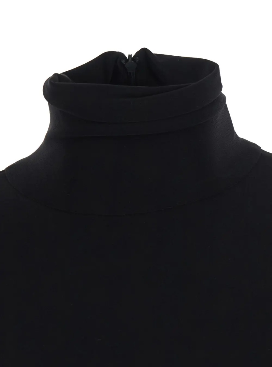 Rochii Black Long dress with high collar and back closure in Tech Fabric for women - Img 3