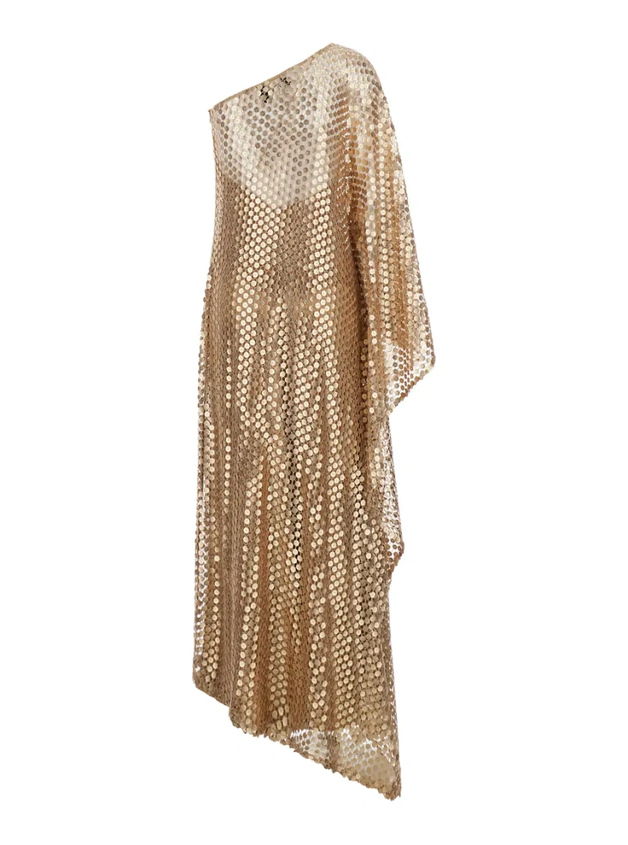 Rochii brown Long dress with all-over sequins in fabric for women - Img 2