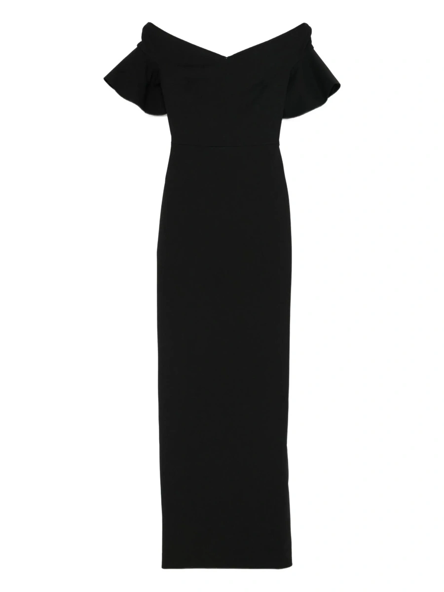 Rochii 'Cielo' Black Long Dress with Off-shoulder and Hidden Zip Closure at the Back in Tech Fabric Women - Img 8