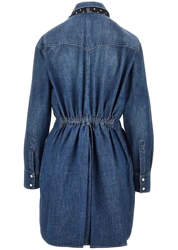 Rochii Denim mini dress with silk bow - Img 3
