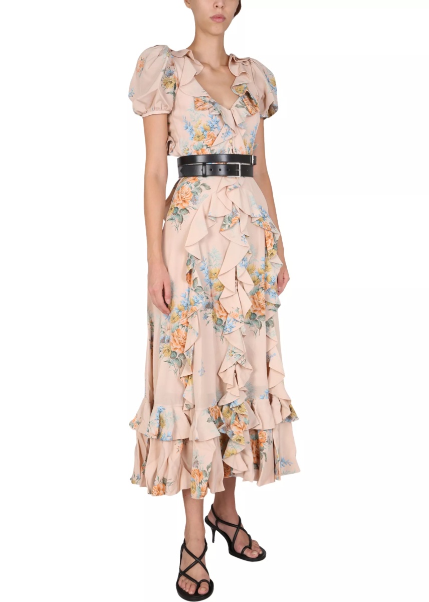 Rochii Floral Print Ruched Silk Dress - Img 2