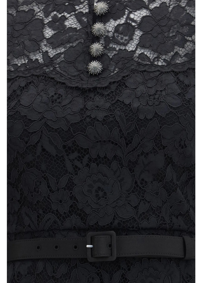 Rochii Lace contrast collar midi Dress - Img 3